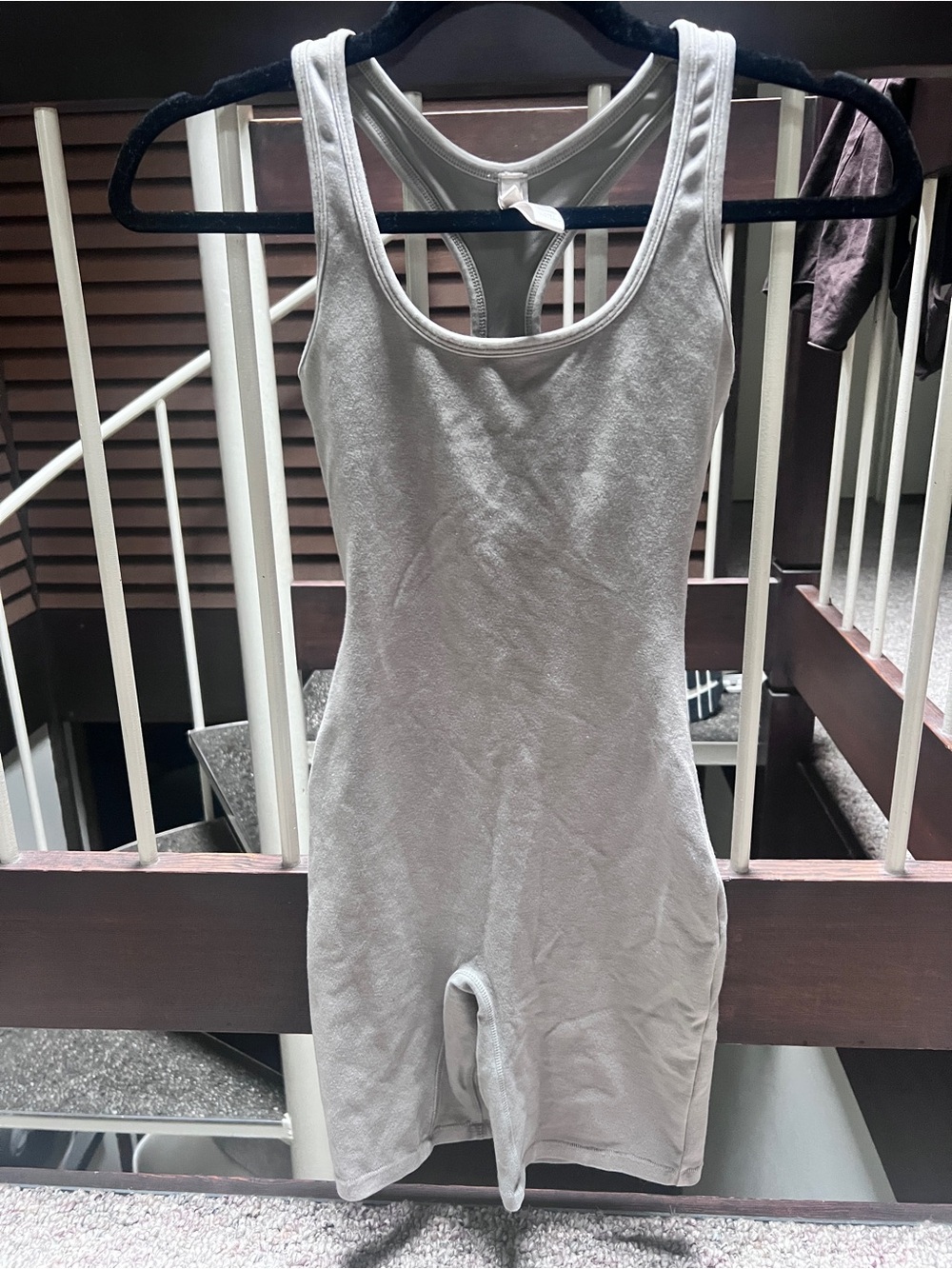 SKIMS OUTDOOR Seamless Gray Romper with built in shelf bra